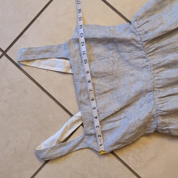 NWOT Quince Dress European Linen Fit Flare Midi Waterfall Stripe Blue XS - Picture 7 of 13